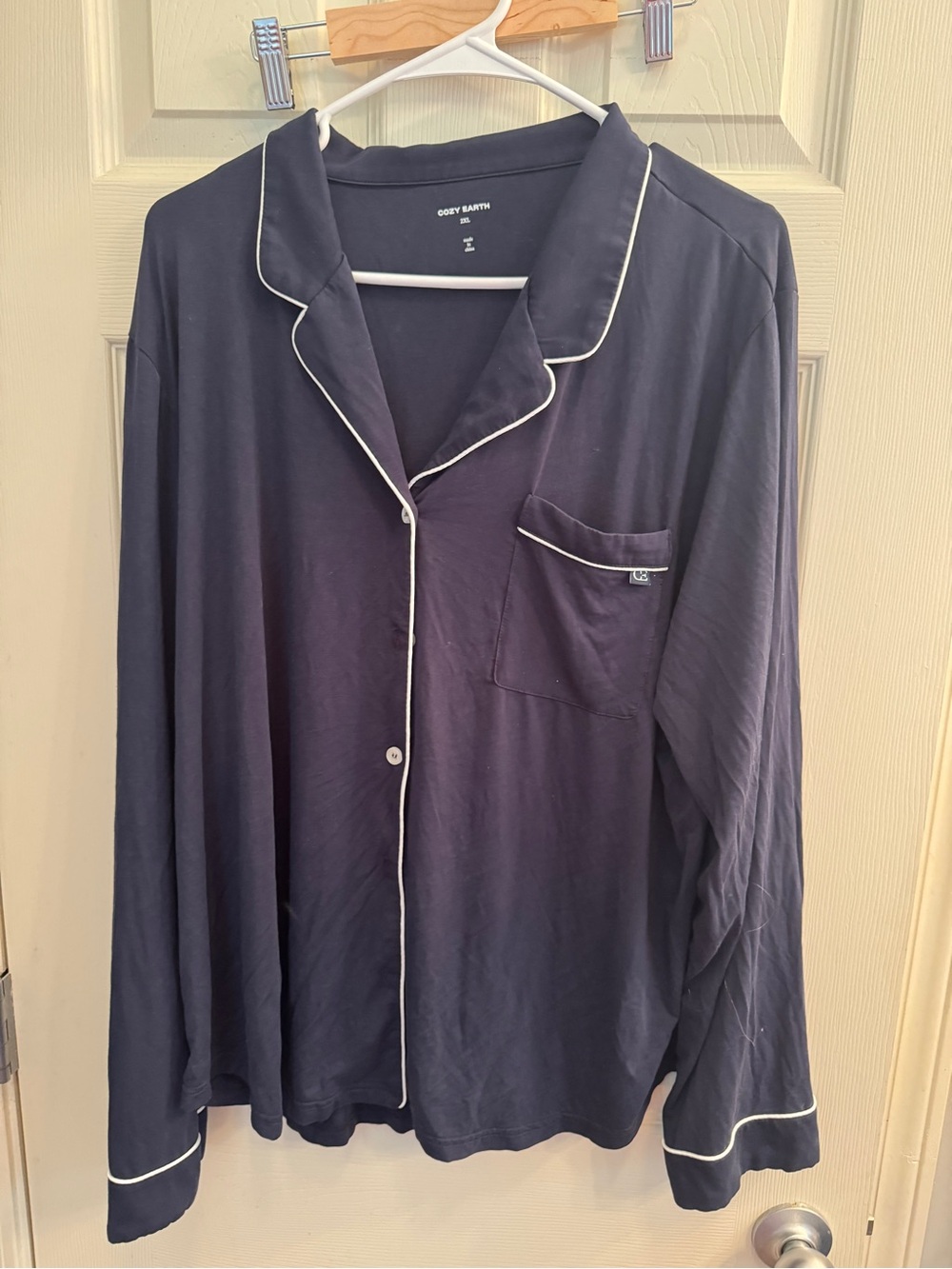 Cozy Earth Women's Navy Piped Long-Sleeve Pajamas